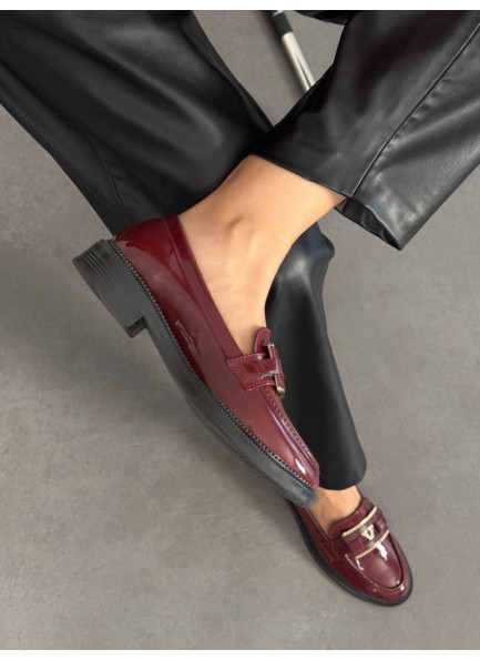 Bordo rugan loafer ayakkabı 