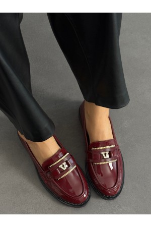 Bordo rugan loafer ayakkabı 