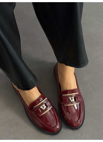 Bordo rugan loafer ayakkabı 