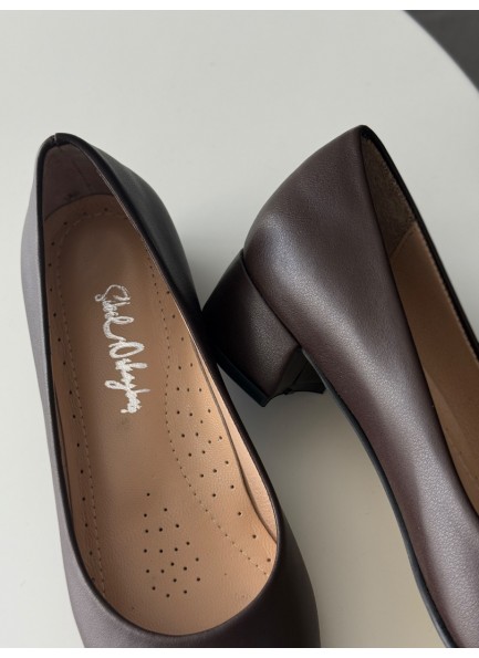 Acı kahve hafif topuklu ayakkabı 