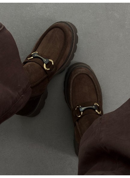 Acı kahve aksesuarlı hakiki deri bot