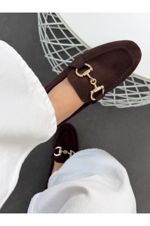 SC1112 Acı kahve ince taban loafer ayakkabı 