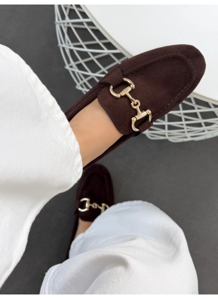 SC1112 Acı kahve ince taban loafer ayakkabı 