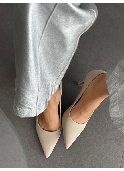 Bej mat saten stiletto