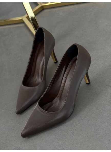 Acı kahve mat saten stiletto