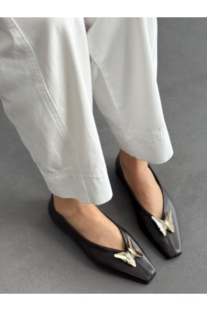 Acı kahve kelebek tokalı babet 