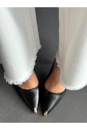 Siyah gold topuklu stiletto