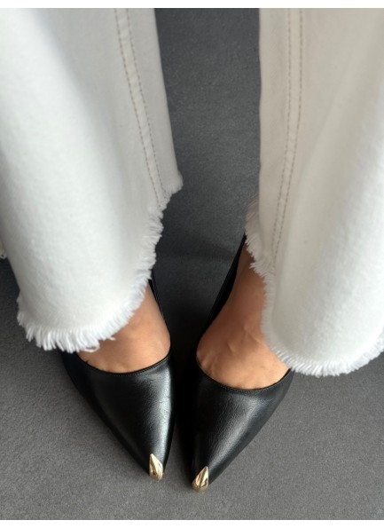 Siyah gold topuklu stiletto