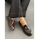 Acı kahve tokalı loafer ayakkabı 