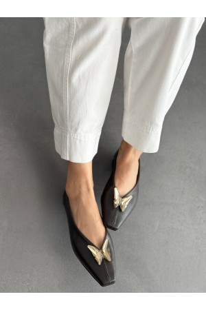 Acı kahve kelebek tokalı babet 