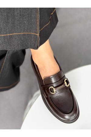 Acı kahve tokalı loafer ayakkabı 
