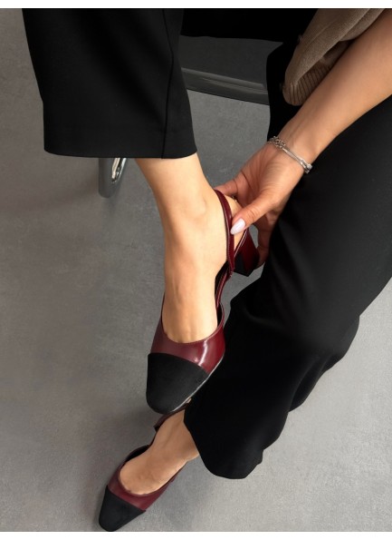 Bordo kalın topuklu ayakkabı 