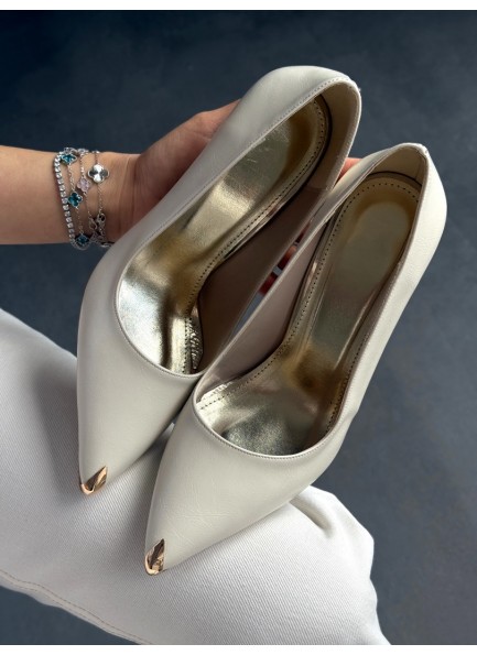 Bej gold topuklu stiletto