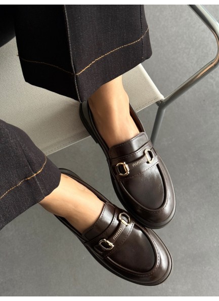 Acı kahve tokalı loafer ayakkabı 