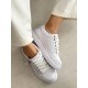 Beyaz yanı fermuar detaylı spor ayakkabı