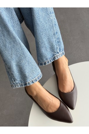 Acı kahve hafif topuklu ayakkabı 