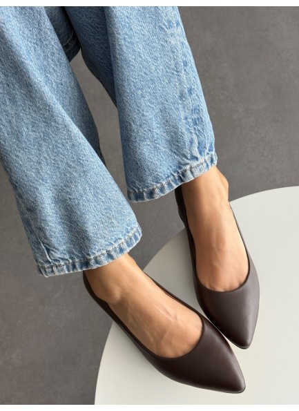 Acı kahve hafif topuklu ayakkabı 