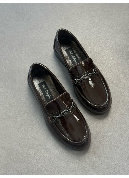 Acı kahve rugan tokalı loafer