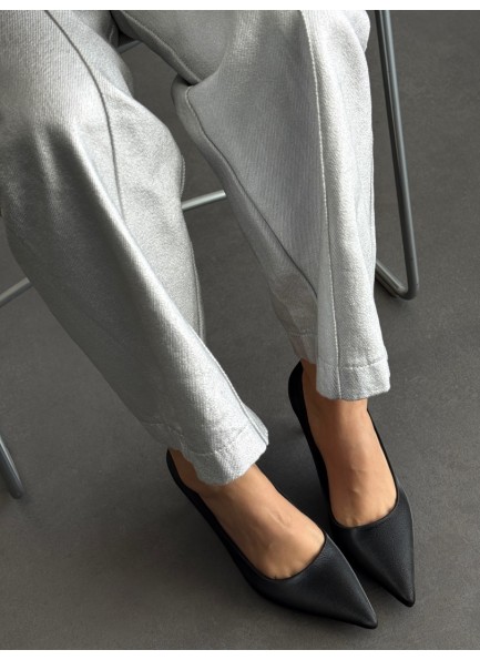 Siyah mat saten stiletto 