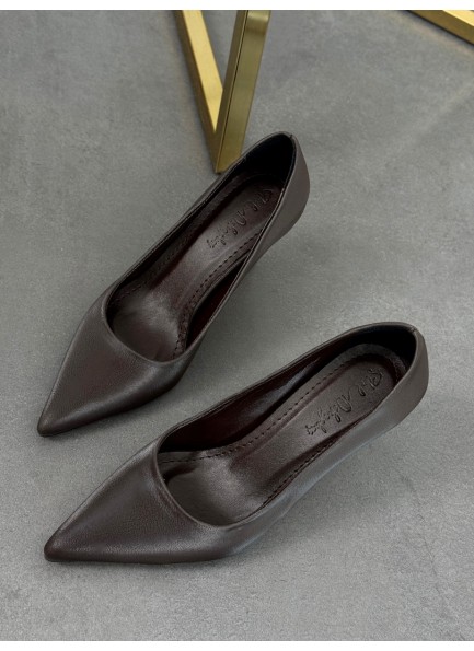 Acı kahve mat saten stiletto