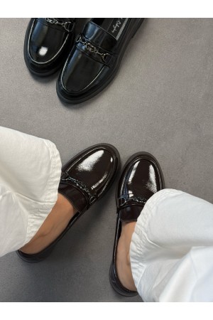 Acı kahve rugan tokalı loafer