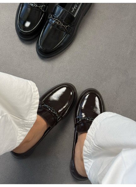 Acı kahve rugan tokalı loafer