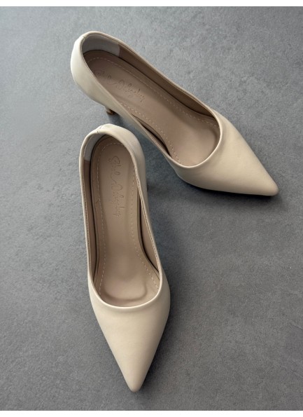 Bej mat saten stiletto