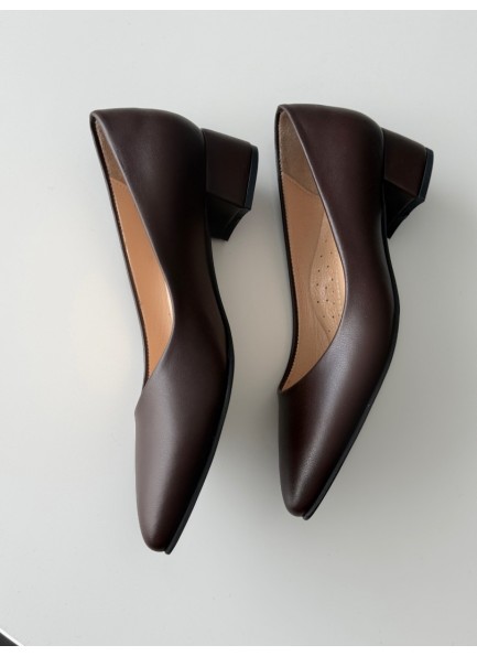 Acı kahve hafif topuklu ayakkabı 