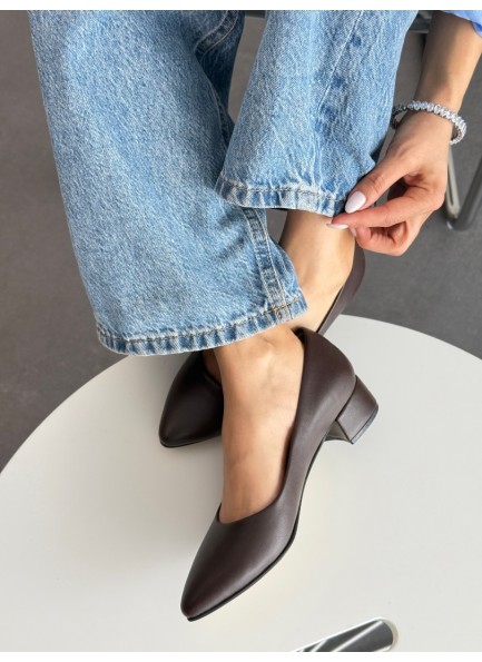 Acı kahve hafif topuklu ayakkabı 