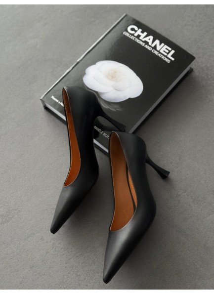 Siyah hakiki deri stiletto