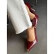 Bordo gold topuklu stiletto