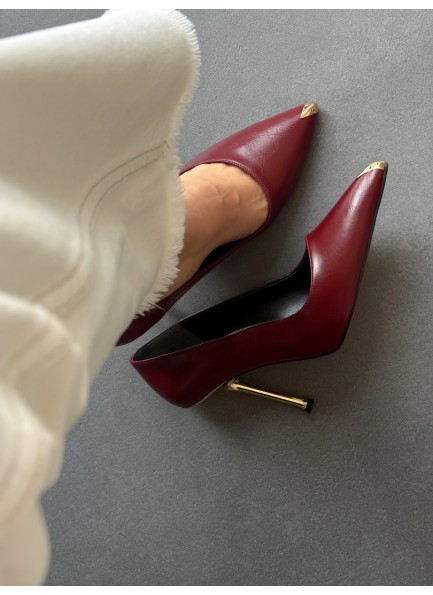 Bordo gold topuklu stiletto