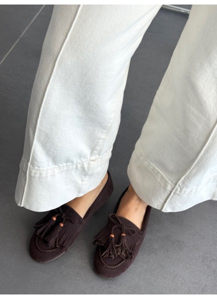 Acı kahve püsküllü loafer ayakkabı 