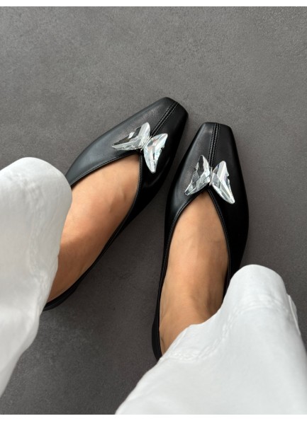 SC0060 Siyah kelebek tokalı babet