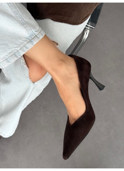 Acı kahve süet hakiki deri stiletto Acı kahve süet hakiki deri stiletto