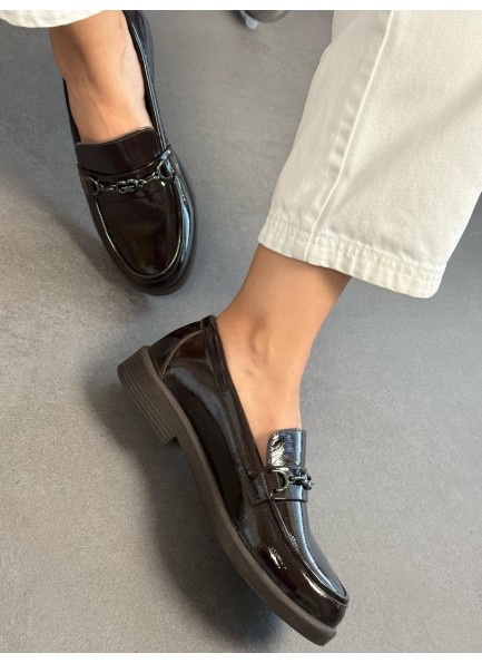 Acı kahve rugan tokalı loafer