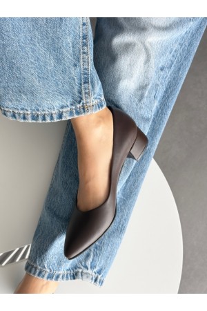 Acı kahve hafif topuklu ayakkabı 