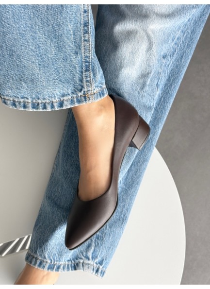 Acı kahve hafif topuklu ayakkabı 