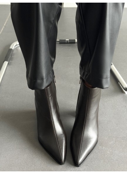 Acı kahve hakiki deri topuklu bot