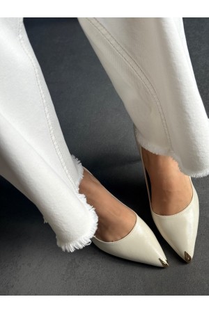 Bej gold topuklu stiletto