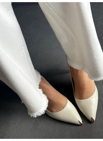 Bej gold topuklu stiletto