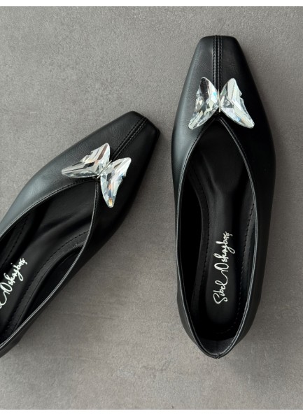 SC0060 Siyah kelebek tokalı babet