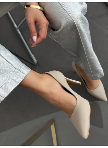 Bej mat saten stiletto