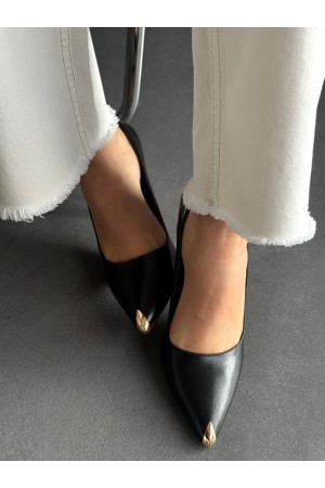 Siyah gold topuklu stiletto