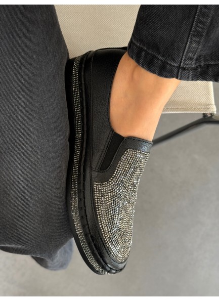 SC1113 Siyah taşlı ayakkabı 