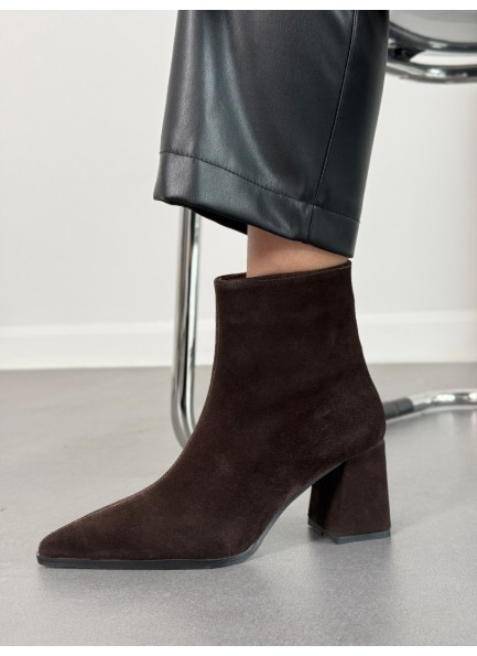 Acı kahve süet hakiki deri topuklu bot 