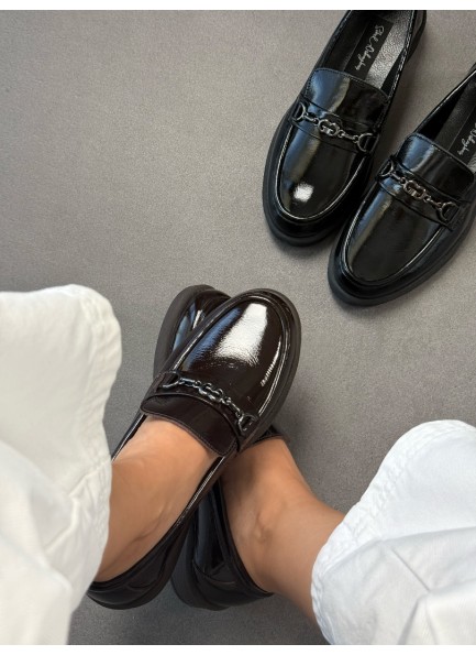 Acı kahve rugan tokalı loafer