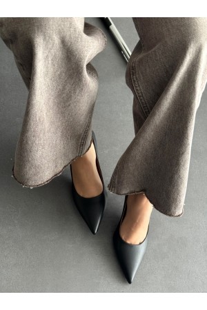 Siyah hakiki deri stiletto