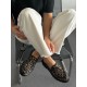 Leopar taşlı loafer ayakkabı 