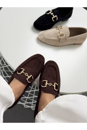 SC1112 Acı kahve ince taban loafer ayakkabı 